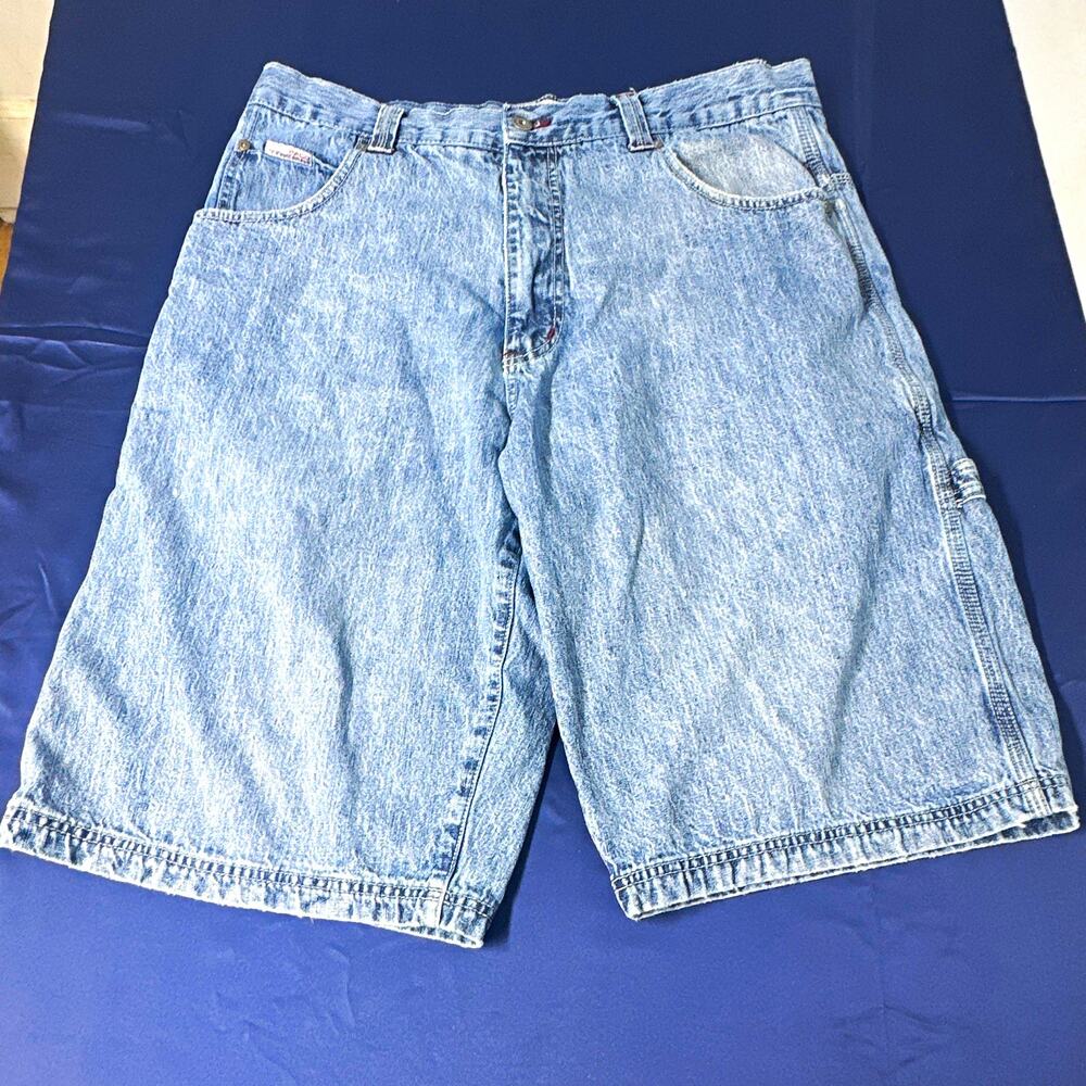 Vtg 90s Paco Jeans Internationale Baggy Denim Cargo Utility Shorts Jorts 36